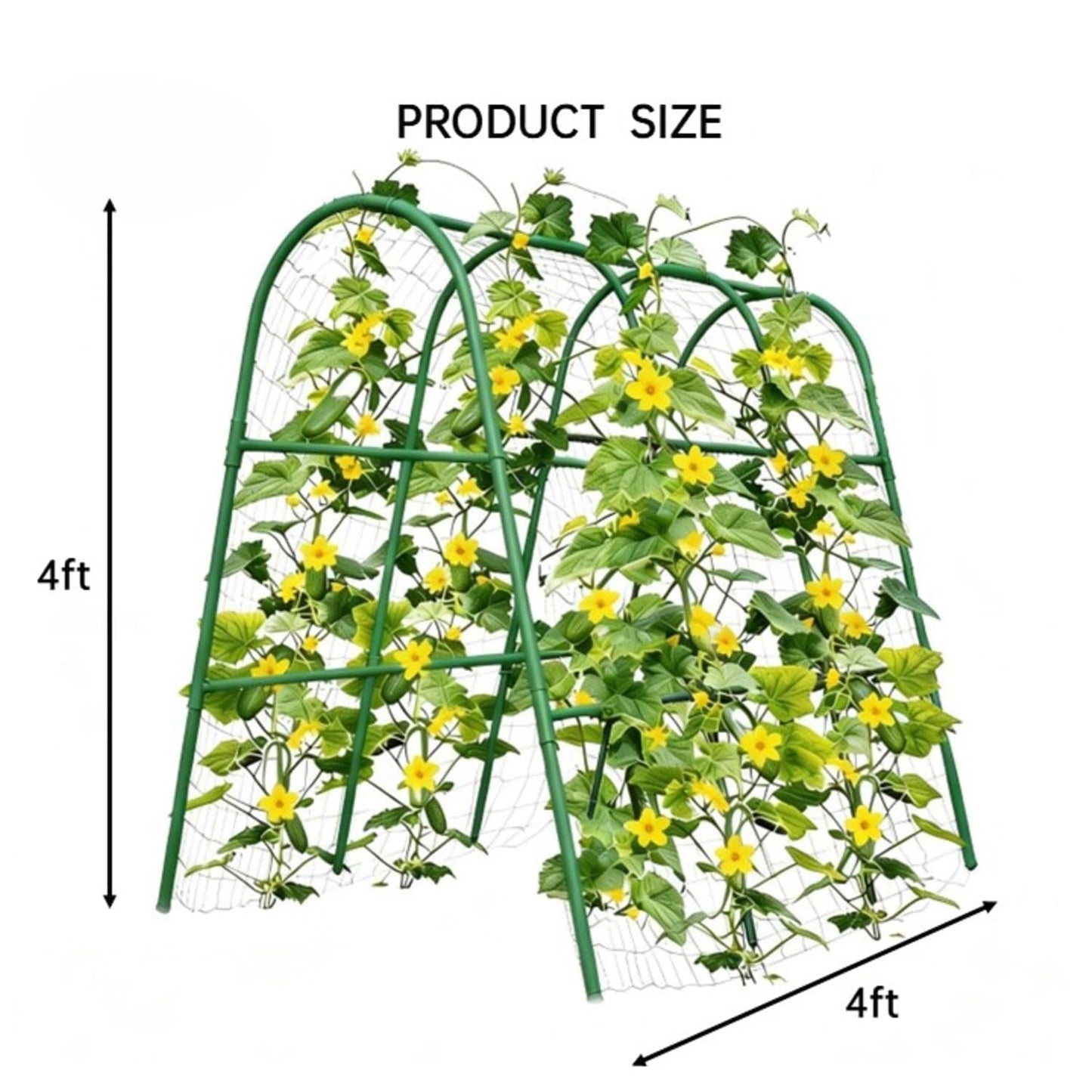 4x4FT Garden Arch Trellis for Raised Beds, Heavy Duty Metal u-Shaped Plant Support for Climbing Vegetables, Fruits & Vines, Outdoor Rust-Resistant Vertical Growing Trellis, Green