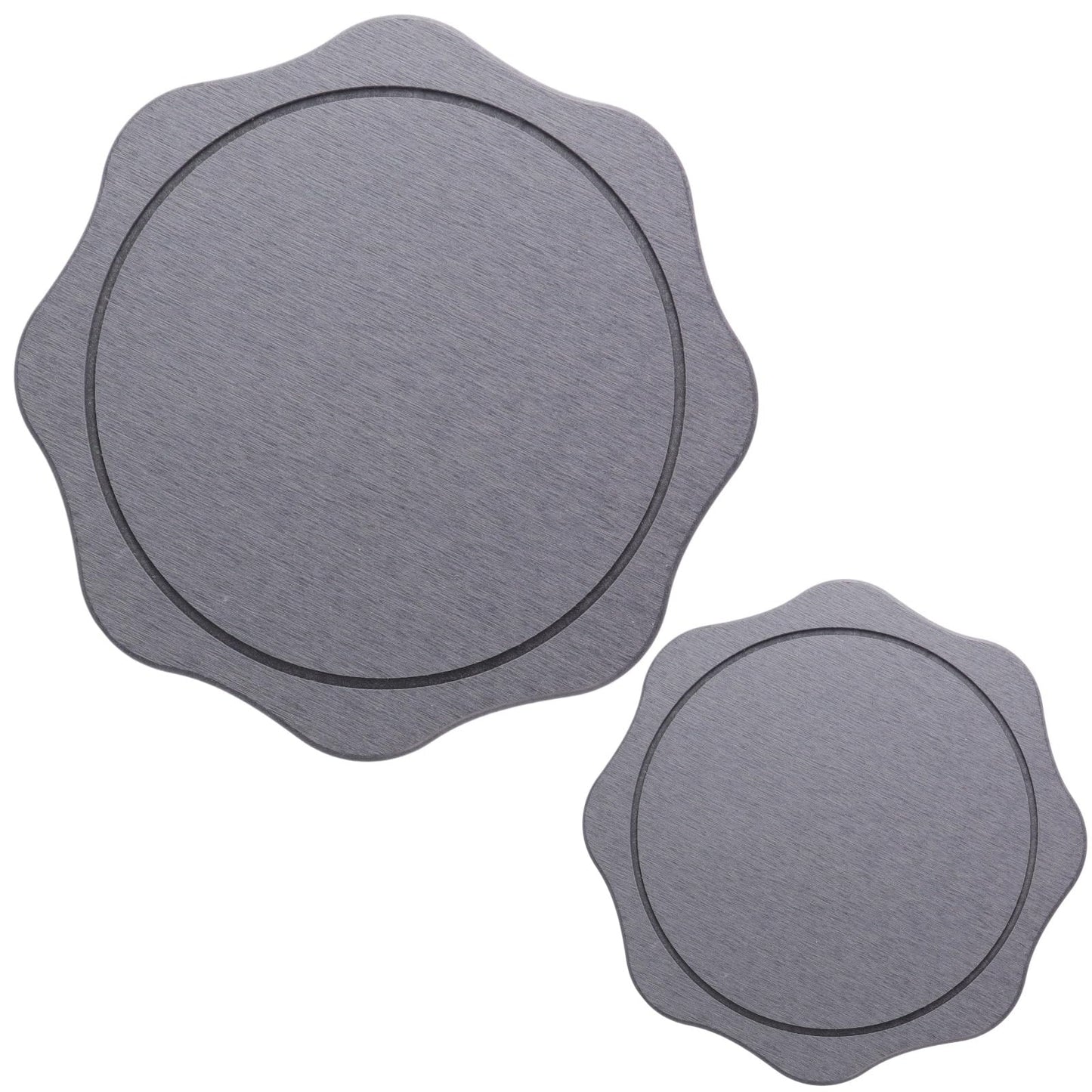 NIMBLOOM 2 Pcs Diatomaceous Earth Plant Saucers, 7.9/11.8 in No Holes Instant Dry Absorbent Plant Trays for Indoors, Water-Catching Drip Mats to Protect Floors & Counters Clean Dry, Dark Gray