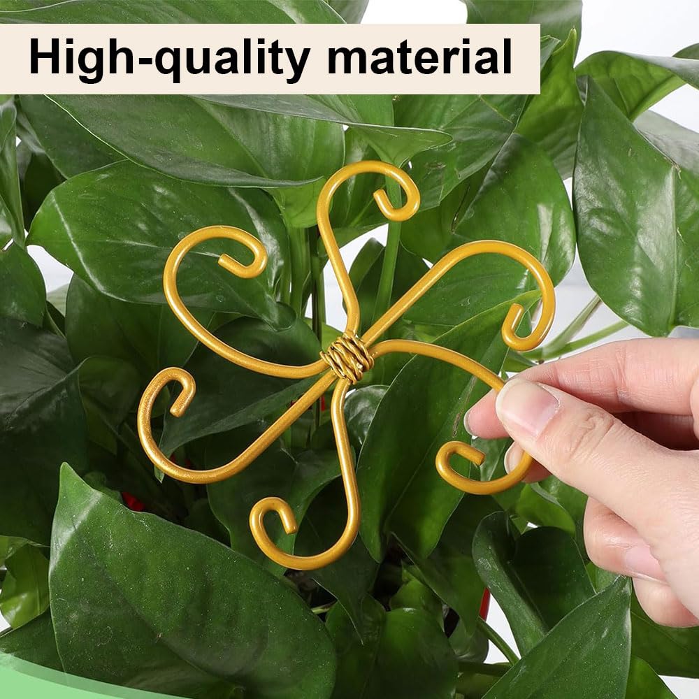Fodeuxp 2025 New Metal Plant Stem Support Set, Golden Flower Climbing Plant Support Plant Trellis, Indoor Plants (3, Round, Rustic)