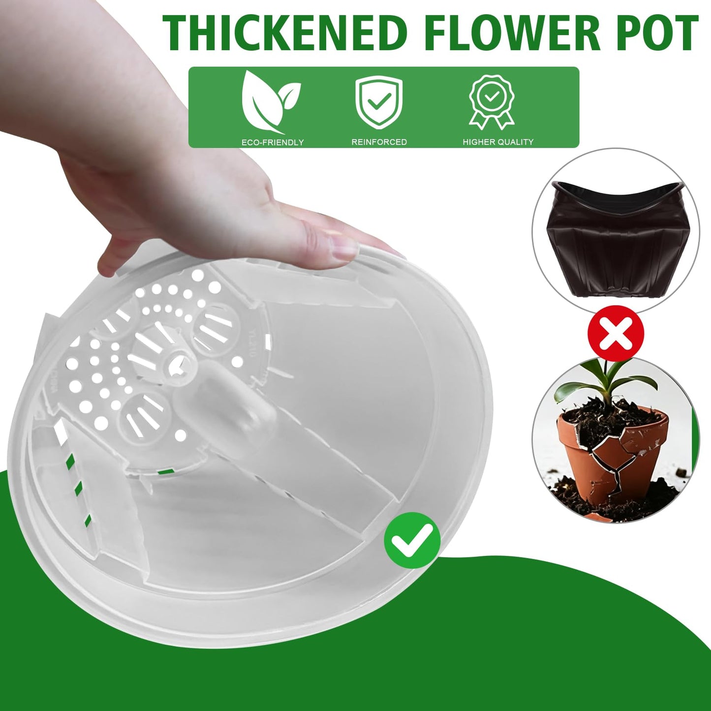Cdd's Path Large Naked Root Planter Self Watering Pots Set with Holes for Indoor/Outdoor Plants, Planter Pot with Watering Hole/Reservior and Air Pipes (Clear, 8 inch-5 Pack)