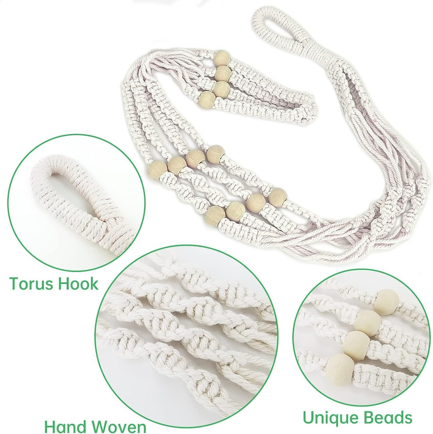 2 Pack Plant Hanger - 29.5" & 23.5" Hanging Planters, Handmade Cotton Rope Plant Holder Fits 3.9"-11.8" Flower Pots Indoor & Outdoor Boho Home Decor (POTS NOT Included)