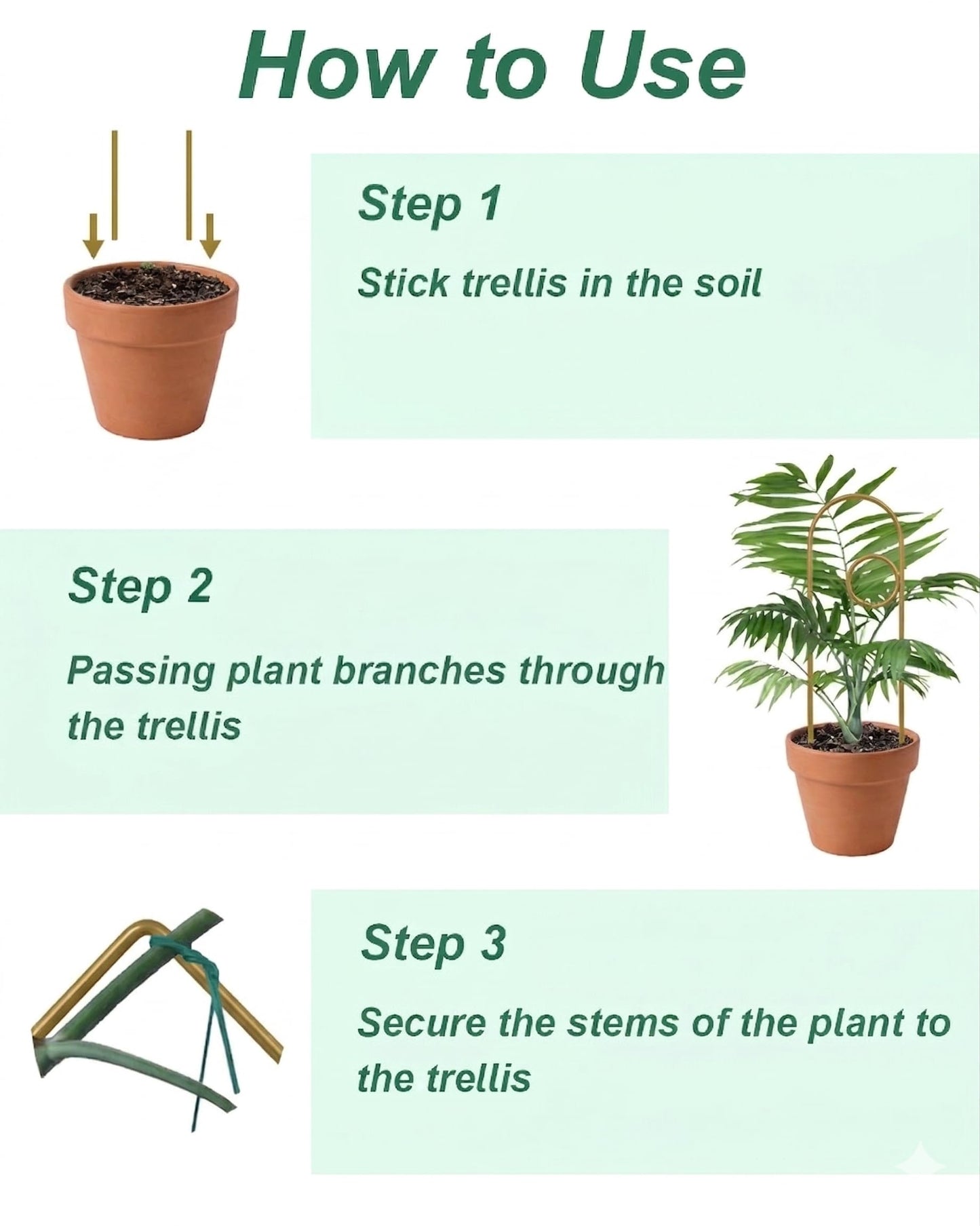 Small Plant Trellis for Climbing Plants Indoor - 13.8 Inch Trellis Indoor with Different Patterns for Vine Ivy Flower Plant Support, Metal Garden Trellis for Potted Plants, Set of 4 (Gold)