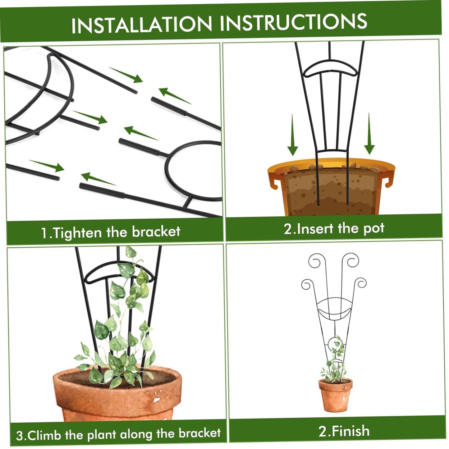 Trellis for Climbing Plants Indoor, 2 Pack Black Metal Trellis for Potted Plants, Adjustable Indoor Plant Support Monstera, Pothos, Ivy (32.7 Inch Tall) for Climbing