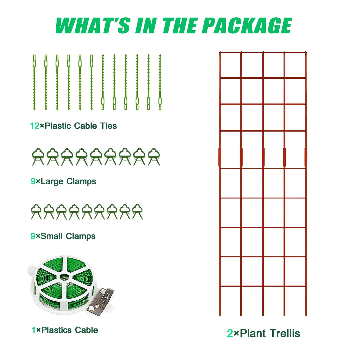 DoCred Cucumber Trellis, 59" High 2 Pack Foldable A Frame Trellis for Raised Bed Climbing Plants, Vegetables, Includes Plant Support Clips, Twist Ties, Plastic Ties- Made from PVC-Coated Steel