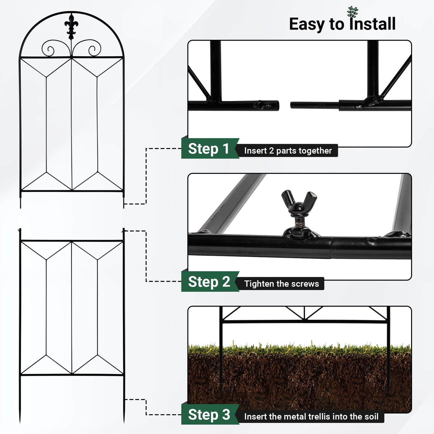 Toriexon Metal Trellis Outdoor 70.8" x 19.5" - 2 Pack, Trellis for Climbing Plants Outdoor, Rustproof Metal Garden Trellis for Vine Cucumbers, Vegetables, Flower Support