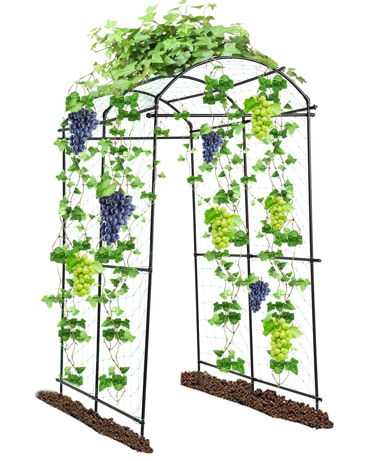 Garden Arch Trellis Outdoor Cucumber Arched Trellis 7ft Tall Large Vegetable Squash Trellis for Garden Raised Bed Climbing Flowers Fruits Plants Black Metal