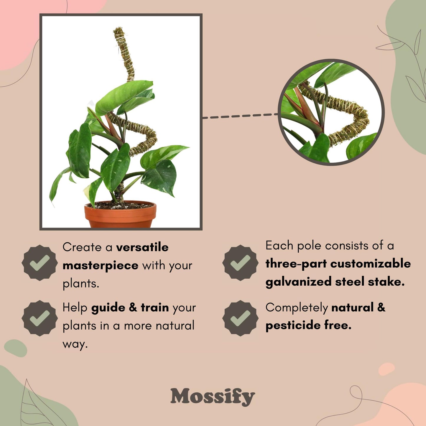 Mossify 42" Bendable Moss Pole Thin 3 Pack (42 Inch)