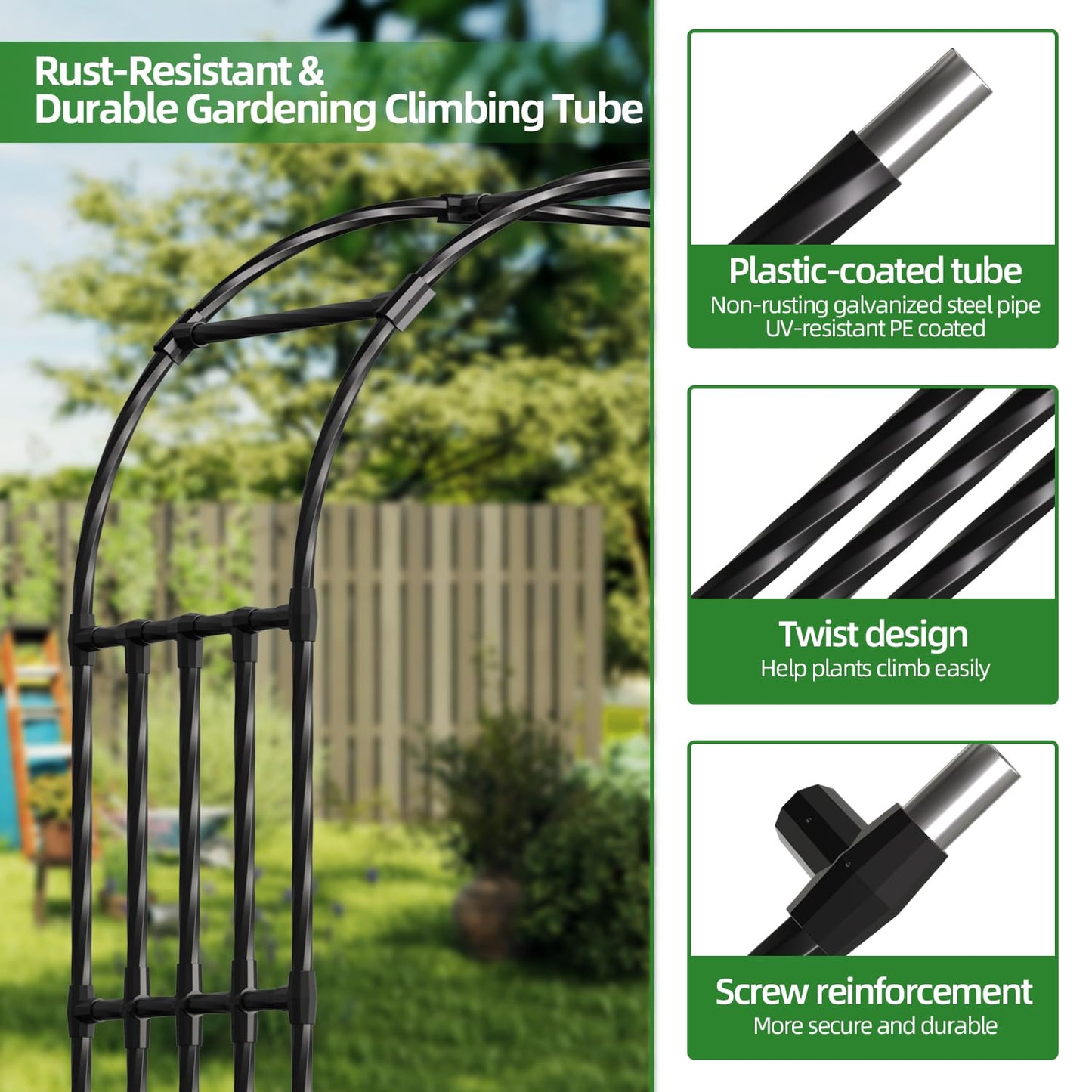 Large Garden Arch Trellis,11.75ft x 8.53ft Sturdy Metal Full Garden Arbor for Climbing Vines Outdoor,1.64ft Extra Wide Wedding Archway for Ceremony,Party,Lawn,Patio,Backyard,Black