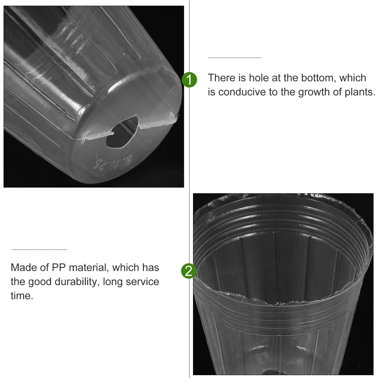 SEWCHICS 50pcs Nursery Plant Pots with Drainage Holes, 2.5 Inch Plastic Plant Starter Pots for Orchids, Succulents, Seedlings, Indoor and Outdoor Gardening