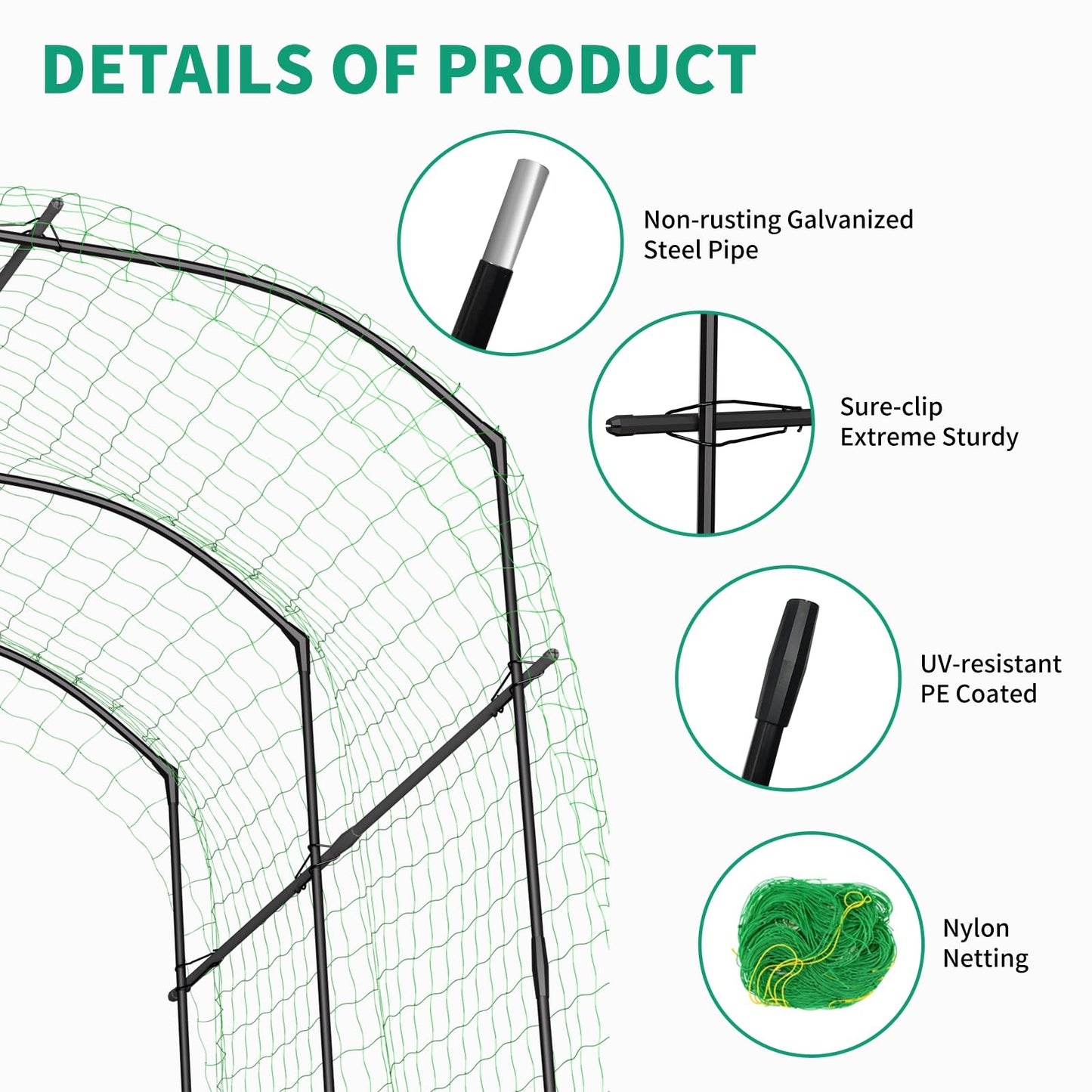 DoCred Tall Garden Arch Trellis for Climbing Plants, 87in Tall Metal Plant Support Trellis Archway for Climbing Vine Vegetable/Fruit/Flower Outdoor Yard Lawn Garden Arch Tunnel Trellis