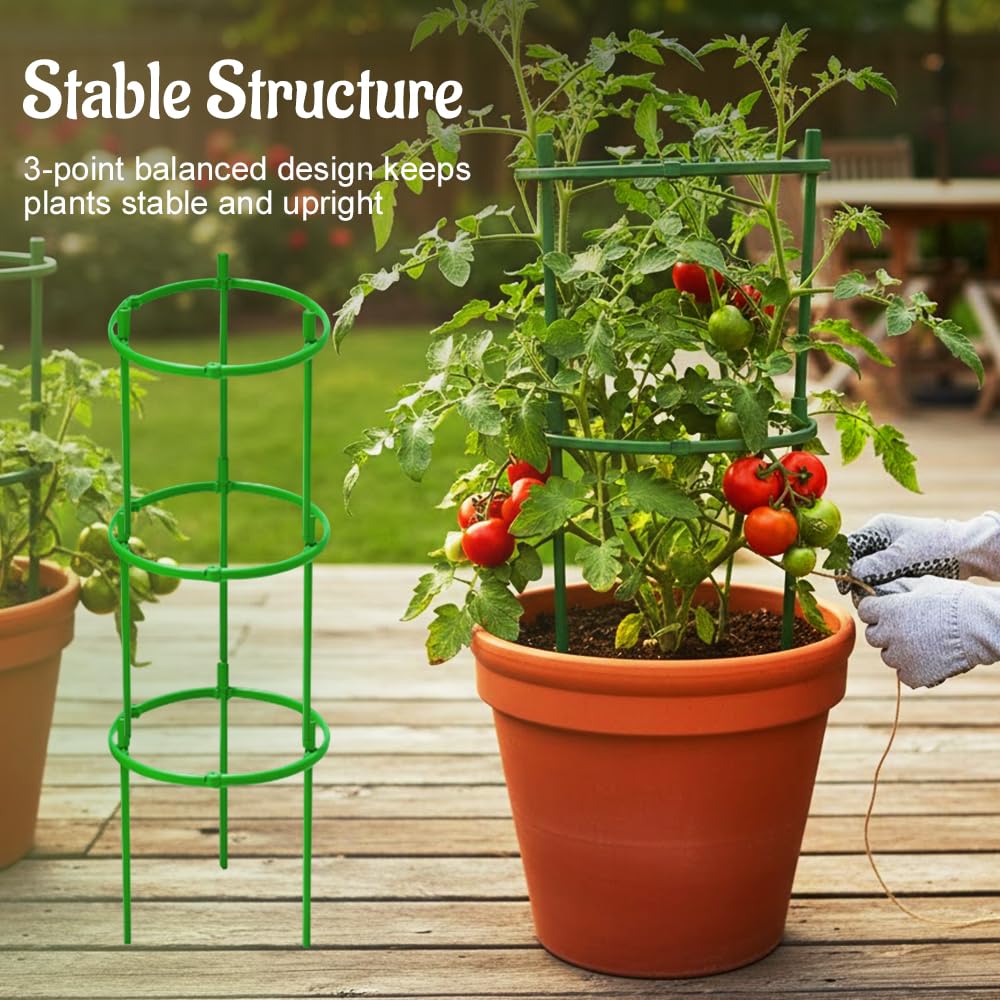 Plant Support Pile, 2026 Upgrade Plant Stakes, Durable Plant Trellis, Adjustable Garden Trellis for Outdoor Gardening, Stackable Plant Cage for Home Gardeners (12)