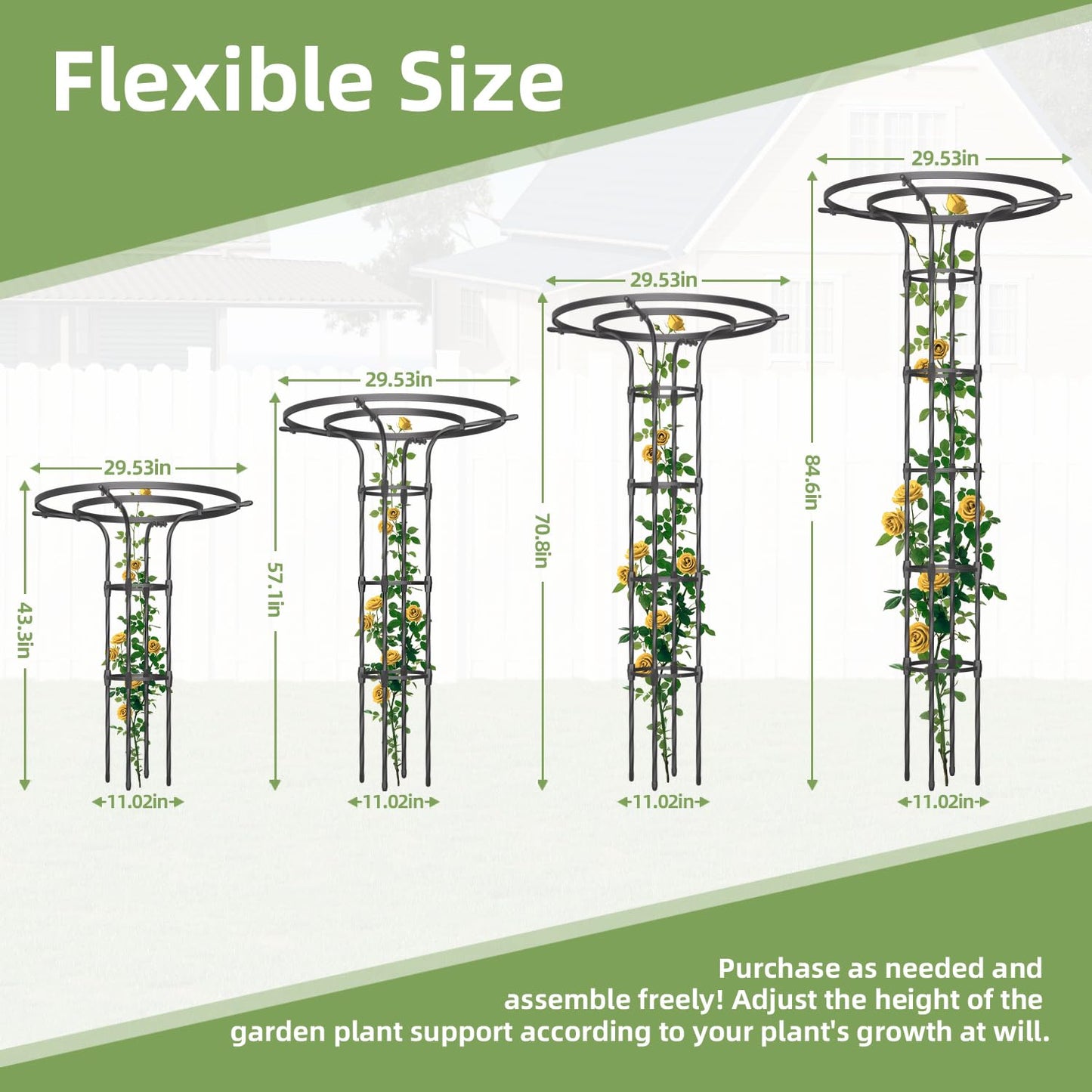 Garden Trellis for Climbing Plants Outdoor,70.9 Inch Mushroom Top Trellis, Height Adjustable Thick Twisted PE-Coated Metal Pipe,Plant Support for Potted Plants Vine Rose Clematis Vegetables