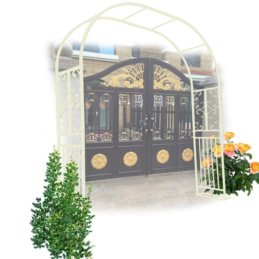 Hltzyzbl Garden Trellis Arbor Metal Arch Heavy Duty Roses Outdoor Arbour for Various Climbing Plant Easy-to-Assemble Stable W8.5ft X H7.5ft, W9.8ft X H7.5ft, W11ft X H7.5ft(White,W(8.5ft))