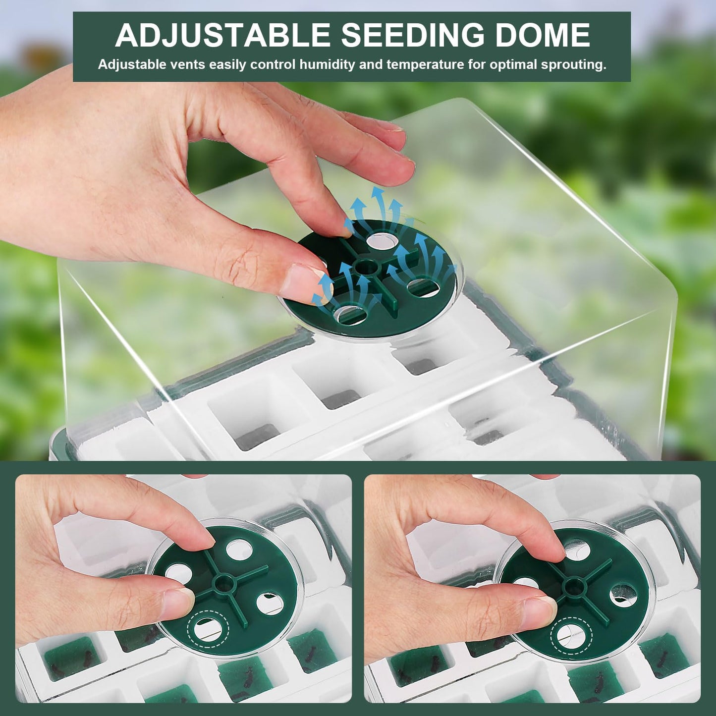 Sondiko Silicone Seed Starter Tray, 48 Cell Reusable Seed Starter Kit, Seedling Starter Trays with Humidity Dome, Mini Greenhouse Germination Kit, Perfect for Starting Vegetable, Flower & Herb Seeds