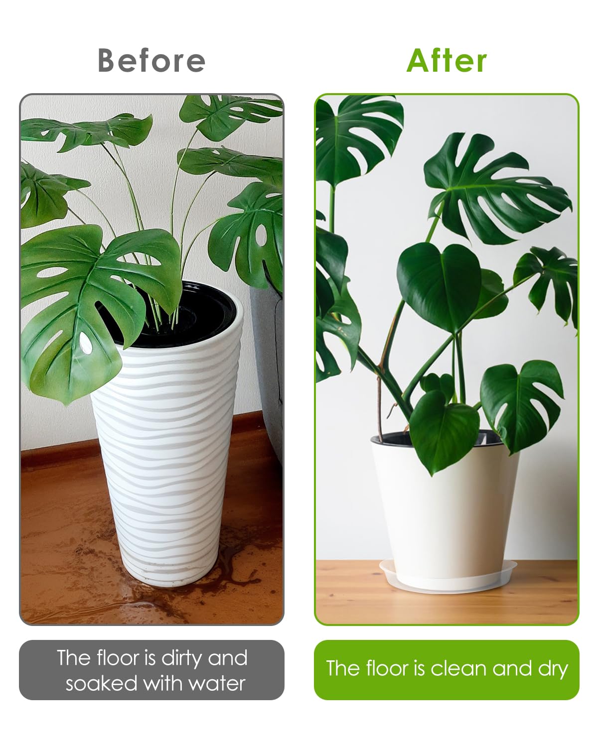 PACETAP 8 inch Plant Saucer Pot Tray 5 Pack, Heavy Duty Thickened PP Plastic Flower Planter Water Drip Trays for Indoors Outdoors Garden, Round Plastic Planter Water Catcher for Pot, Plant Dish