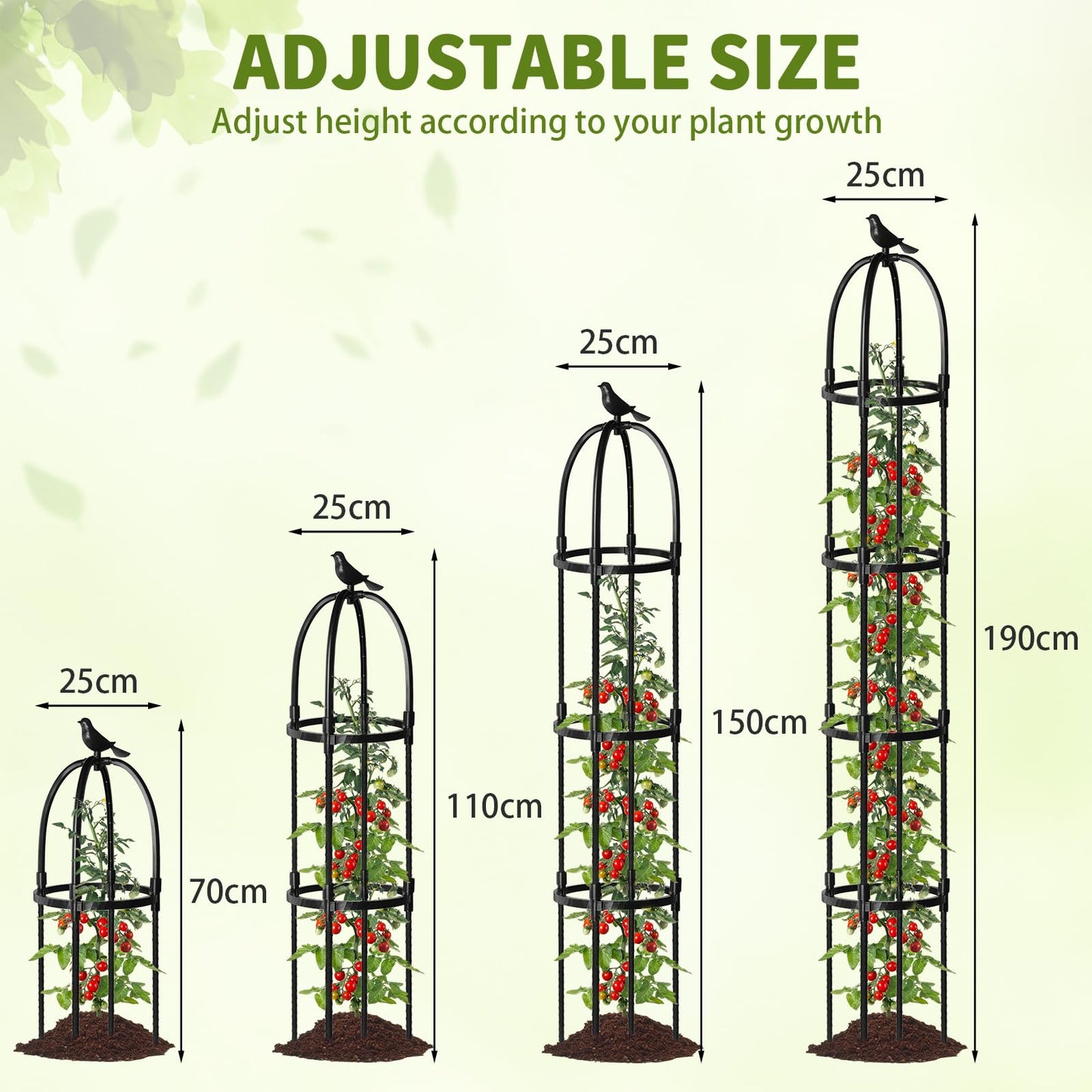 SDLDEER 1 Pcs 6.7FT Garden Obelisk Trellis for Climbing Plants Outdoor, Rustproof Metal Plant Flower Trellises,Garden Obelisk Trellis for Indoor Outdoor Flowers Vegetable Fruits Vines Support