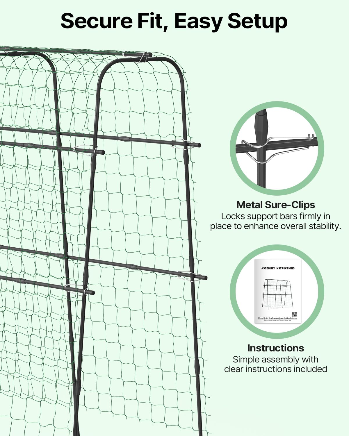 Suteck Cucumber Trellis for Raised Bed – 63" x 63" U-Shaped Metal Garden Trellis for Climbing Vegetables, Tall Arch Plant Support for Beans, Tomatoes