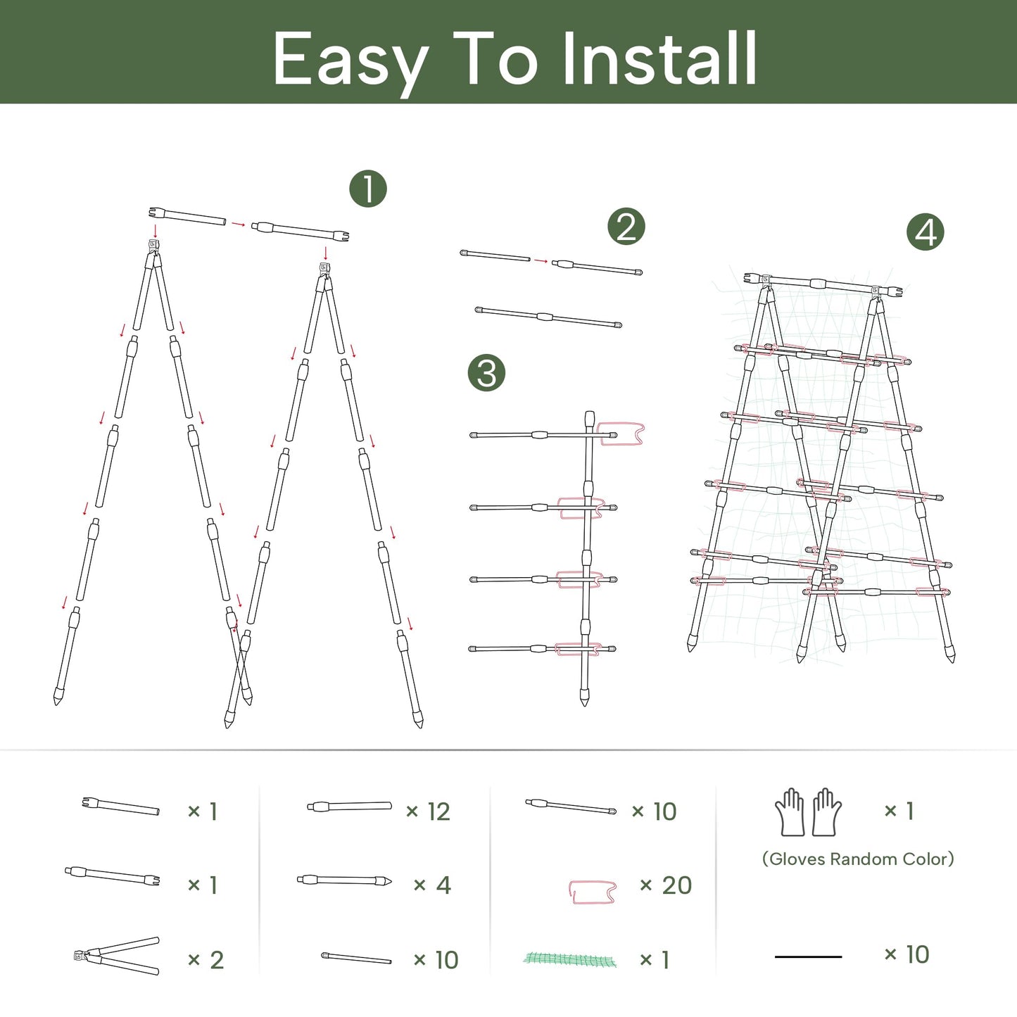 HPC Decor Cucumber Trellis for Raised Bed, 6 FT Tall Garden Trellis for Climbing Plant Outdoor, Metal A Frame Trellis with Climbing Net, Support for Vegetable, Grape, Tomato, Peas, Fruit, Vine.