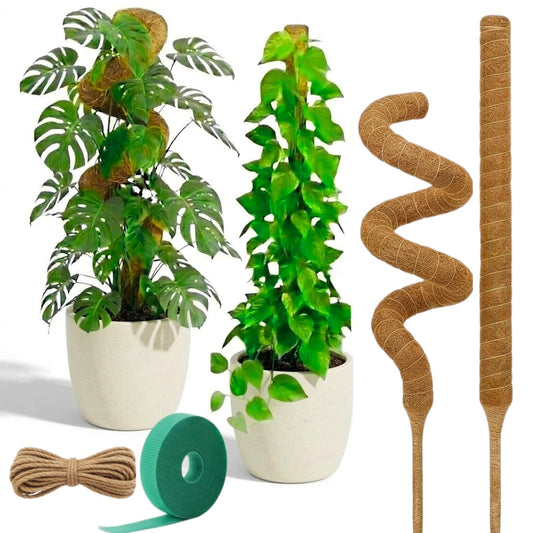 Auraville 28 Inch 2 Pack Bendable Moss Pole Monstera Plant Support | Plant Stakes for Indoor Plants | Coconut Fiber Moss Poles for Climbing Plant| Handmade Coco Coir Plant Sticks for Potted Plants