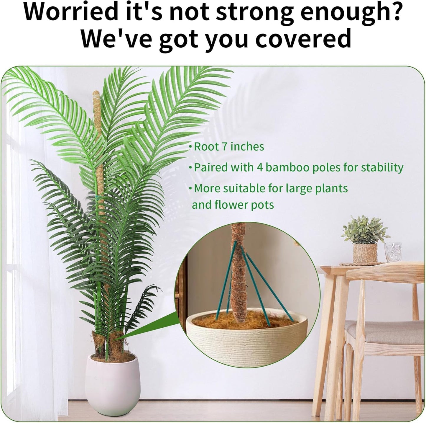 HFLYJPYW 1 Pack 48'' Bendable Moss Pole Monstera Plant Support for Climbing Indoor Plants - Stakes for Potted Climbers (1)