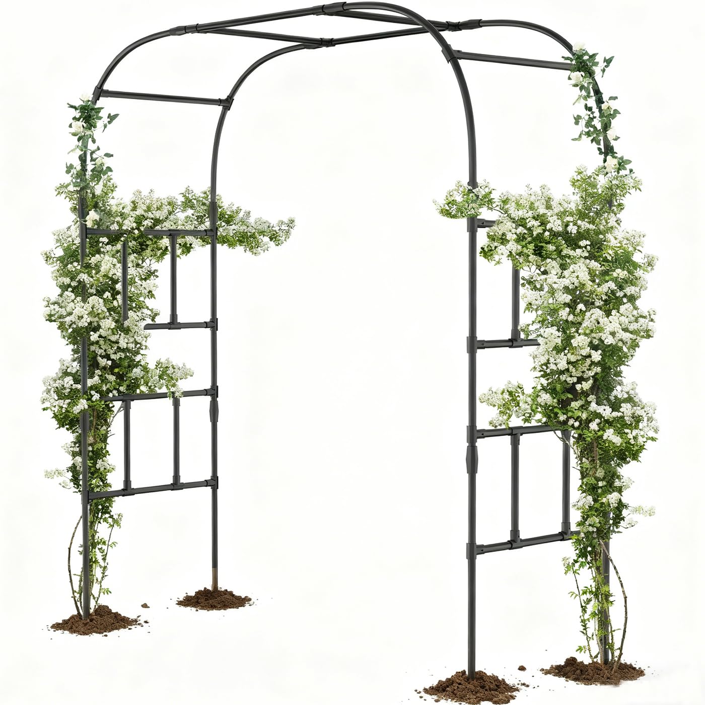 SUNYRISY Garden Arch Trellis for Climbing Plants Outdoor, 87" x 79" x 16" Metal Core Tall Archway Tunnel Plant Support for Cucumber Tomato Vine Flowers Vegetables Climbing Plants