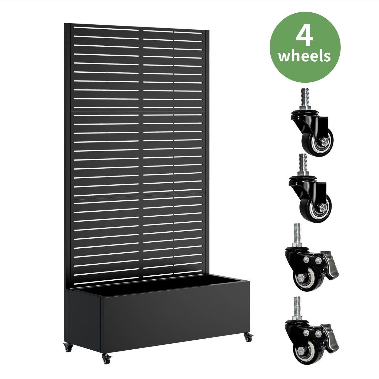 Clyrava Metal Raise Garden Bed with Trellis Outdoor Indoor, 73'' Tall Planter Box with Wheels, Large Planter with Drainage Holes & Lockable Casters for Climbing Plants, Vegetables, Vines (Rectangle A)