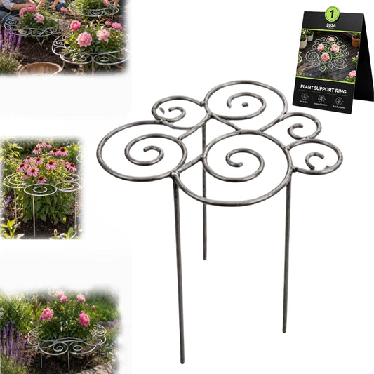 Metal Plant Support Ring for Peony Cages & Garden, Peony Cages Supports Stand, Decorative Grow Through Rings, Flower Support Frame, Outdoor Orchid Clip, Stackable Houseplant Stake, Flowers Hoop (1, M)
