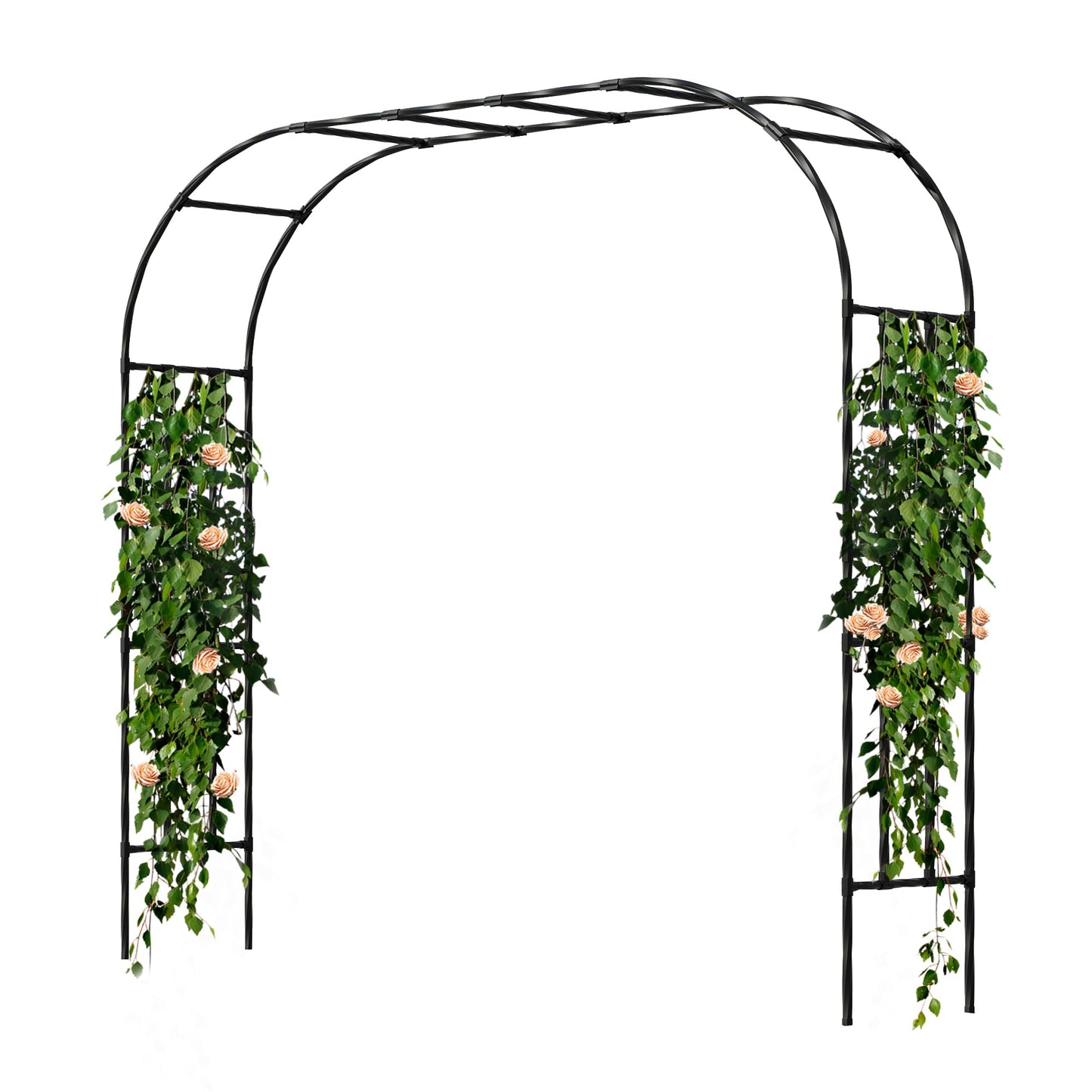 OnlyGarden Garden Arch Trellis, Trellis Arch for Climbing Plants Outdoor, 8.2 x 7.9FT Metal Full Garden Arbor, Garden Trellises for Patio Lawn Backyard, Large Archway Decoration Black 98.4" x 94.5in