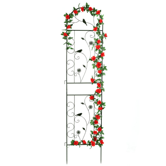 Metal Garden Trellis for Climbing Plants, 86.5" x 19.7" Metal Plant Trellis Outdoor, Black Iron Garden Trellis, Clematis Rrellis Outdoor, Arched Decoration Suitable for courtyards, lawns, Gard