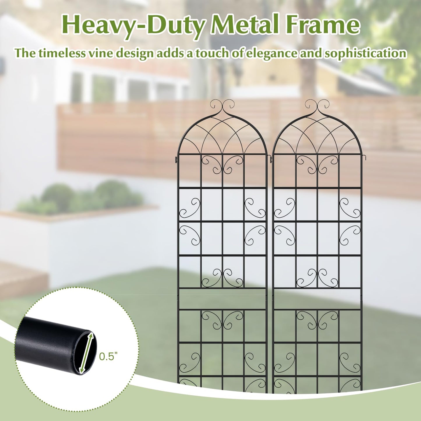Giantex 4 Packs 86"x20" Metal Garden Trellis for Outdoor Climbing Plants, Heavy-Duty Plant Support for Vine Rose Vegetable Flower, Rustproof Black Metal Coating Patio Trellis Arch Decorative Fence