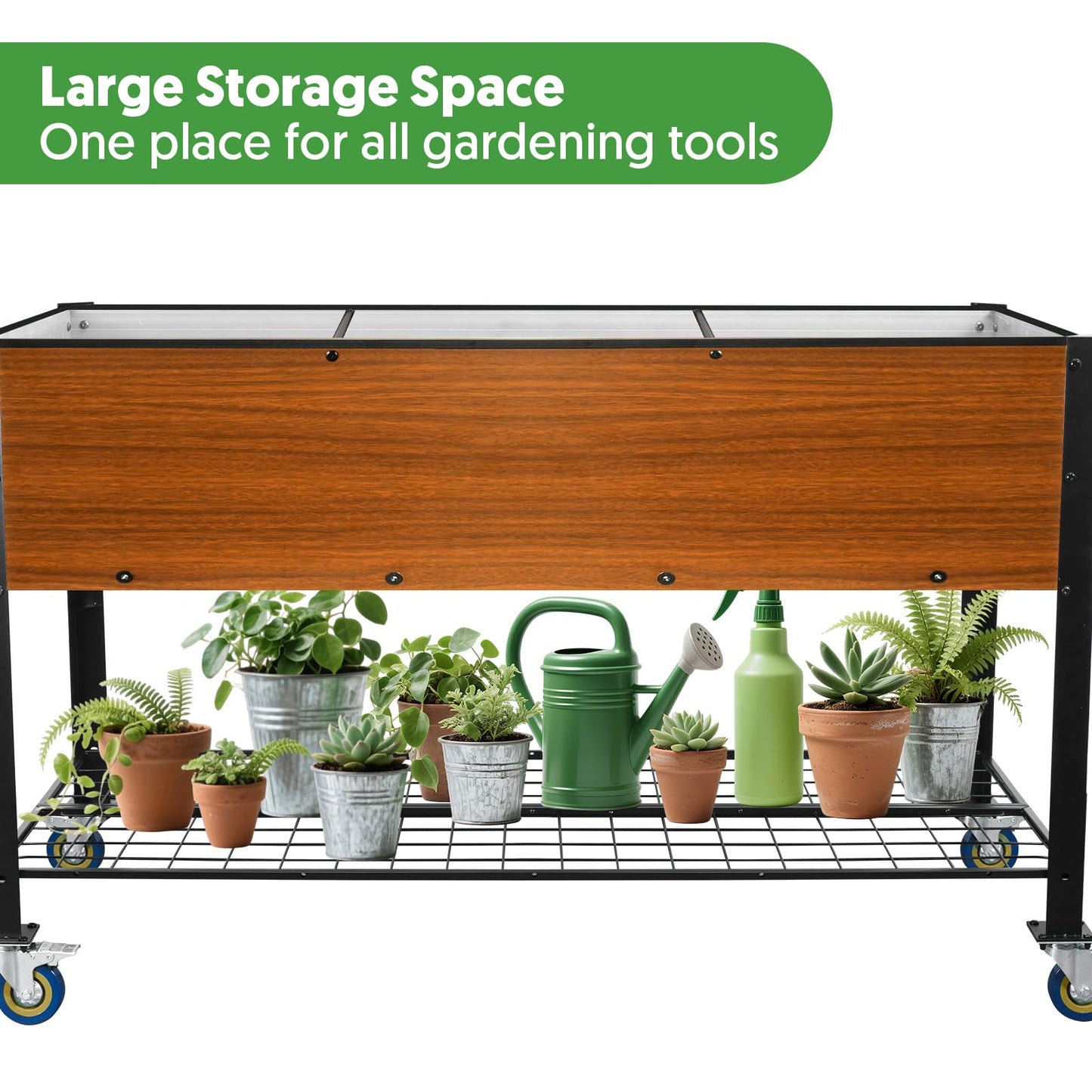 The Home Cult Raised Garden Bed with Legs and Wheels, Self-Watering Planter Box, 48x24x30 in Elevated Raised Bed with Drainage Hole, Built to Withstand Sun, Rain, and Wind for Up to 2 Years