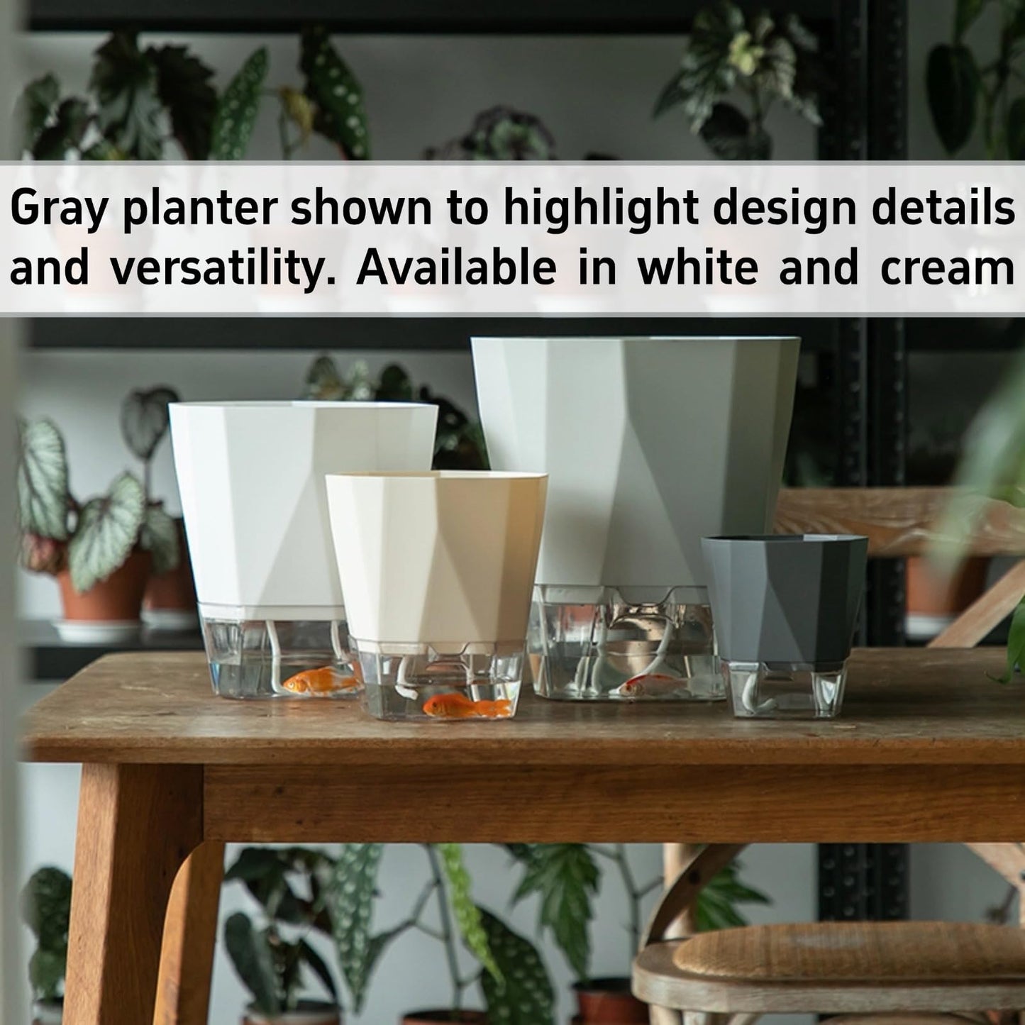 BovcTrraann 3 Packs Self Watering Plant Pots, Plastic Flower Pots with Drainage Hole and Saucer, Self Watering Planters for Indoor Outdoor Garden Plants, African Violet, Herbs (White, 6.7")
