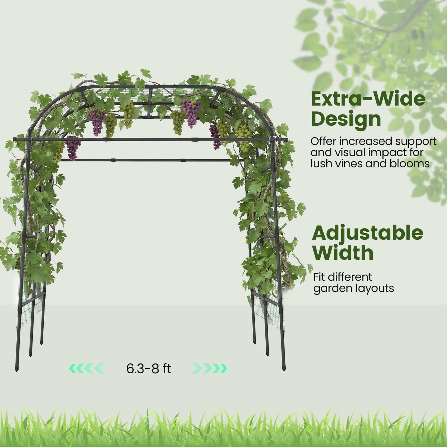 Giantex Metal Garden Arch Trellis for Climbing Plants Outdoor, 7.5FT Tall Adjustable Cucumber Trellis Tunnel for Raised Garden Bed, Extra Wide Garden Trellis Arch Support Vegetables Vine