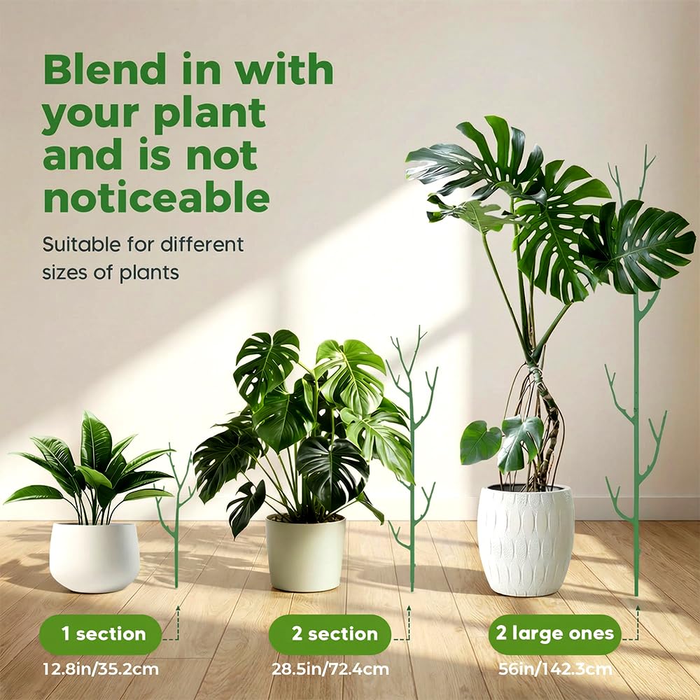 6 Pack Stackable Monstera Plant Support, Garden Plant Support Stakes for Indoor Outdoor Plants, Climbing Plant Support Structures Plant Holder Stick Moss Pole for Support Tall Potted Plants (6 Pack)