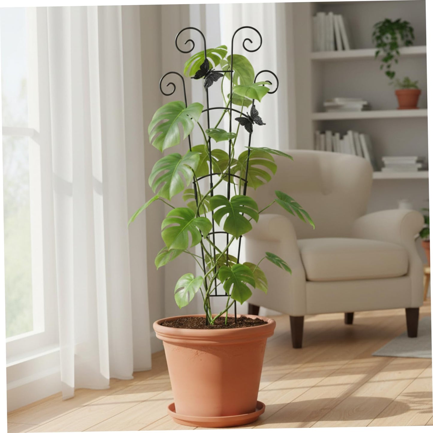 Xoeryoy 2 Pack Trellis for Potted Plants, 30 Inch Tall Butterfly Indoor Plant Trellis, Expandable & Rust-Resistant Metal Climbing Support for Vines, Indoor Outdoor Garden