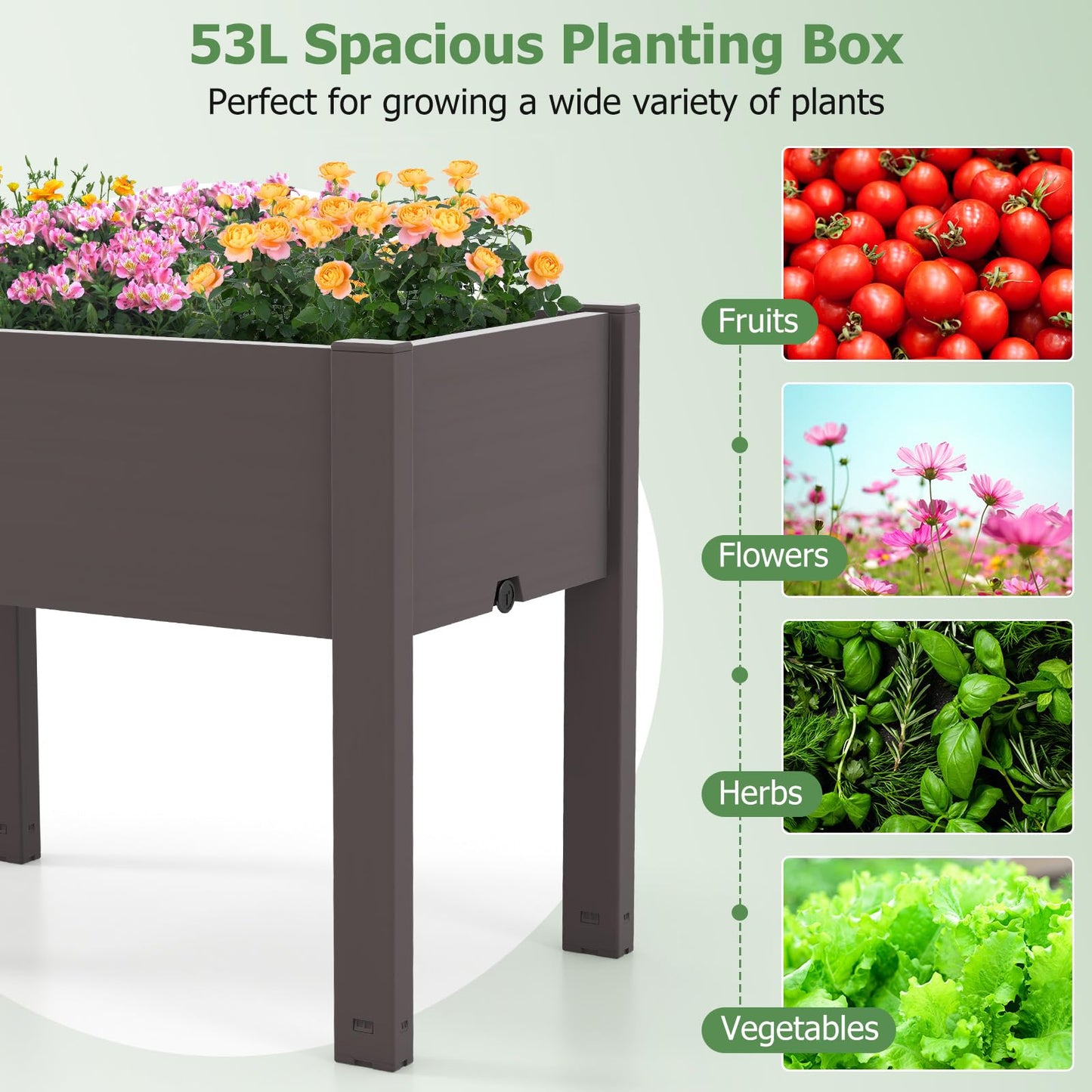 Toolsempire Raised Garden Bed Outdoor, Elevated Planter Boxes with Legs & Water Level Indicator, Garden Box Self-Watering Raised Beds for Gardening, Balcony & Deck (Coffee)