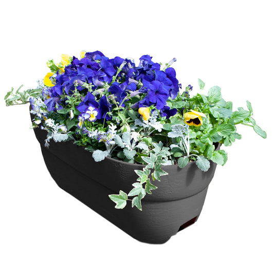Emsco Group Bloomers Railing Planter with Drainage Holes- 24” W - Slate, Plastic