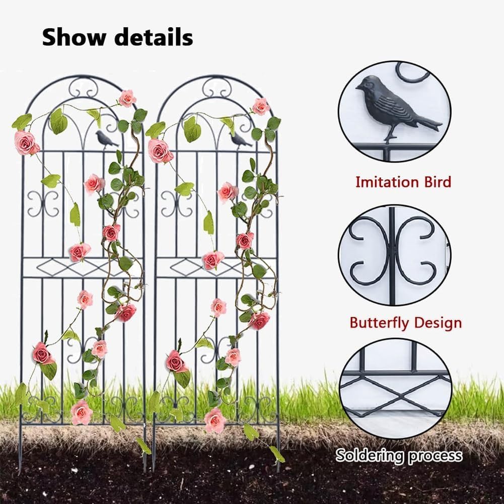 Garden Trellis, Metal Plant Supports, Freestanding Garden Trellis, Plant Climbing Frame, for Decor Flowers Roses Vine Ivy Clematis,Green,150x50 cm