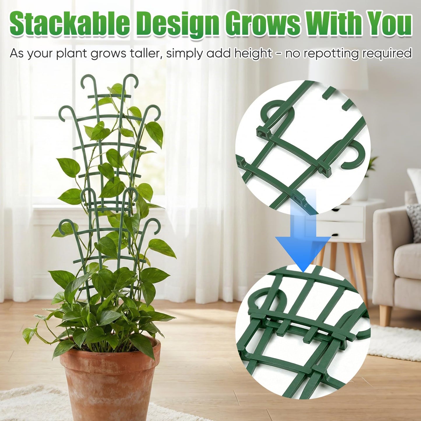 5 Pcs Trellis for Potted Plants,Stackable Plant Trellis for Climbing Plants Indoor, Small Plastic Support for Vine Ivy Hoya Houseplants Flower Plant Support