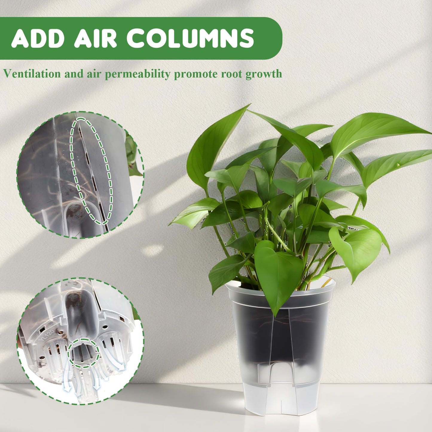 Qulkws 9 Piece Clear Flower Pots Self Watering Pots with Drainage Holes and Deep Reservoir Flexible Plastic Planter Pot for Indoor/Outdoor Plants(4.7'', 5.9'' and 7'')