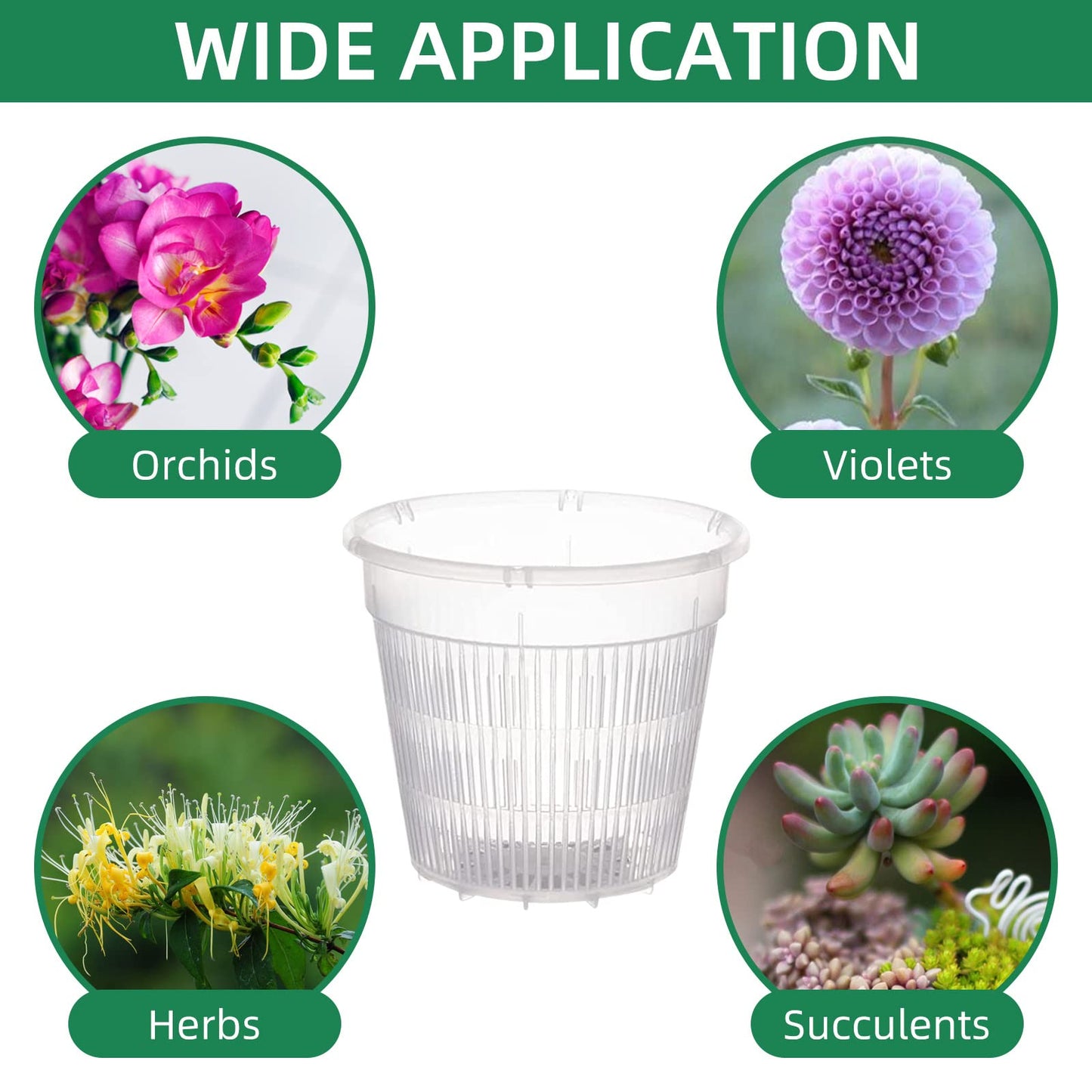 Ohiyoo Orchid Pot 4 inch Orchid Pots with Holes 12 Pcs Clear Plastic Orchid Pots Slotted for Repotting Clear Nursery Net Plastic Flower Plant Pot Indoor Outdoor (4.3inch, 12pcs)