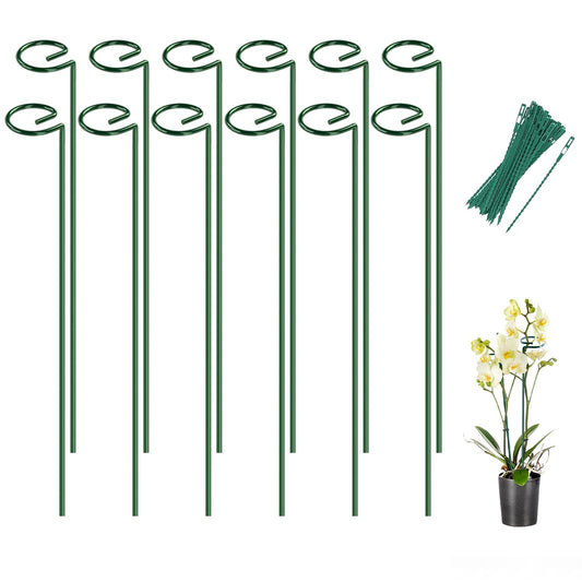 Breeze Touch 12 Pack Plant Stakes, 16 Inch Plant Support Stakes with 15 Twist Ties, Plant Sticks Support, Flower Stakes for Plants Peony, Tomato Seedling, Marigold, Amaryllis, Sapling, Coreopsis