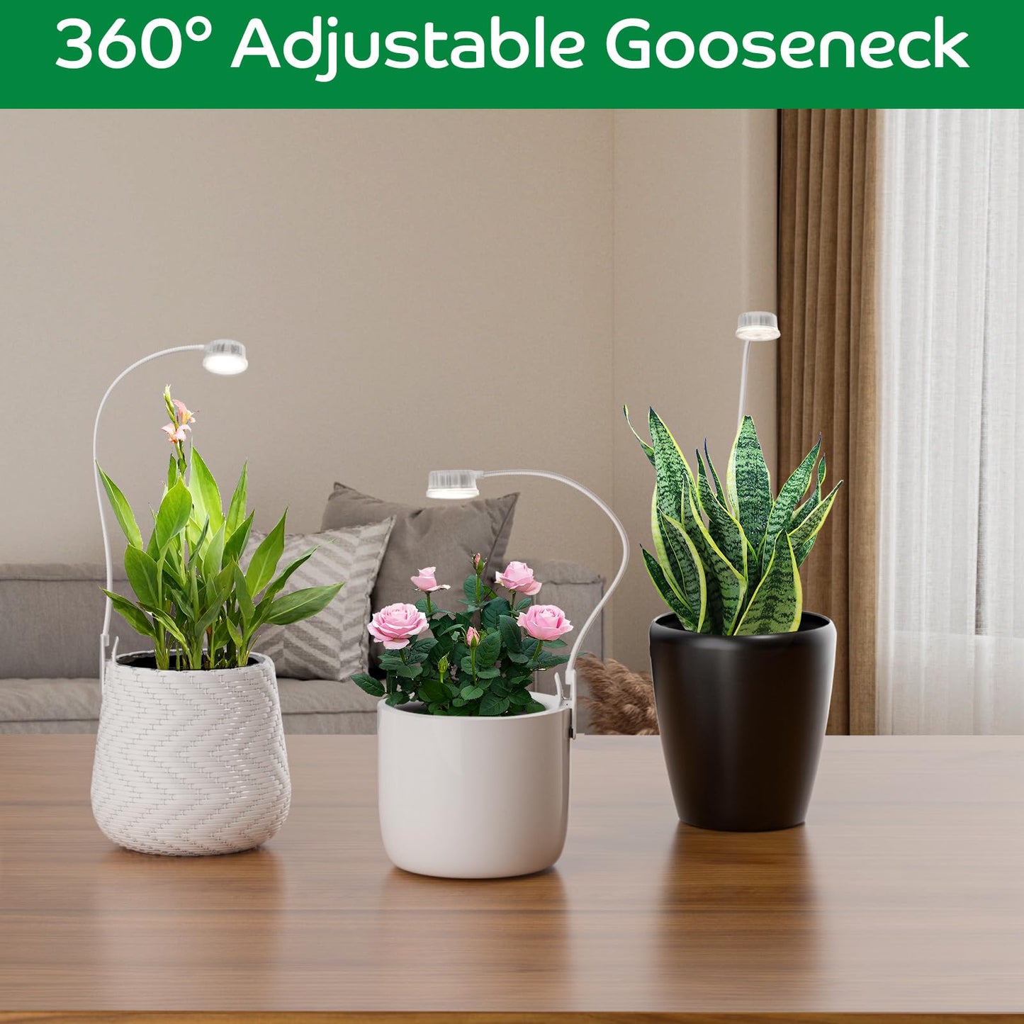 YKeluxon Grow Lights for Indoor Plants, Mini Plant Light, Full Spectrum Clip on Small Grow Lights for Indoor Growing, 10 Dimmable Auto On Off 3 9 12 Hrs Timer for Office Home