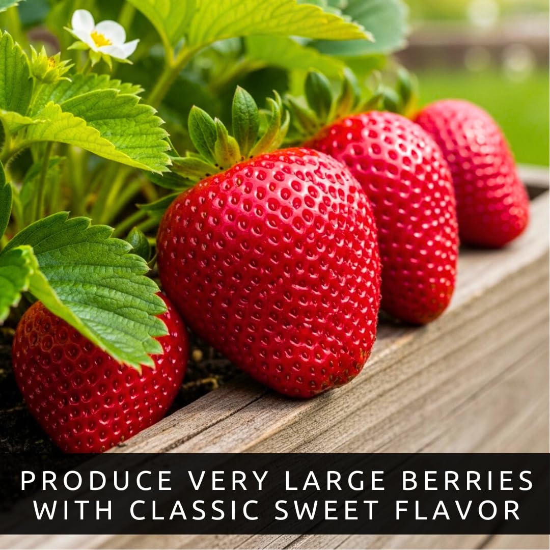 Ruby Giant Strawberry Plants – Extra Large Sweet Strawberries – High Yield Strawberry Runners – Big Fruit, Easy to Grow Plants for Home Gardens (5 Plants)