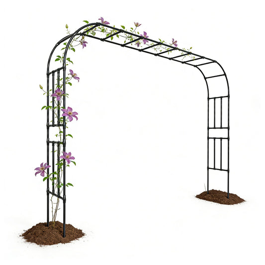 popsea Extra Large Garden Arch Trellis- 126‘‘L×94.8’’H Rust-Proof Metal Driveway Archway | Heavy Duty Arbor for Climbing Plants Outdoor, Create a Garden Walkway or Pergola