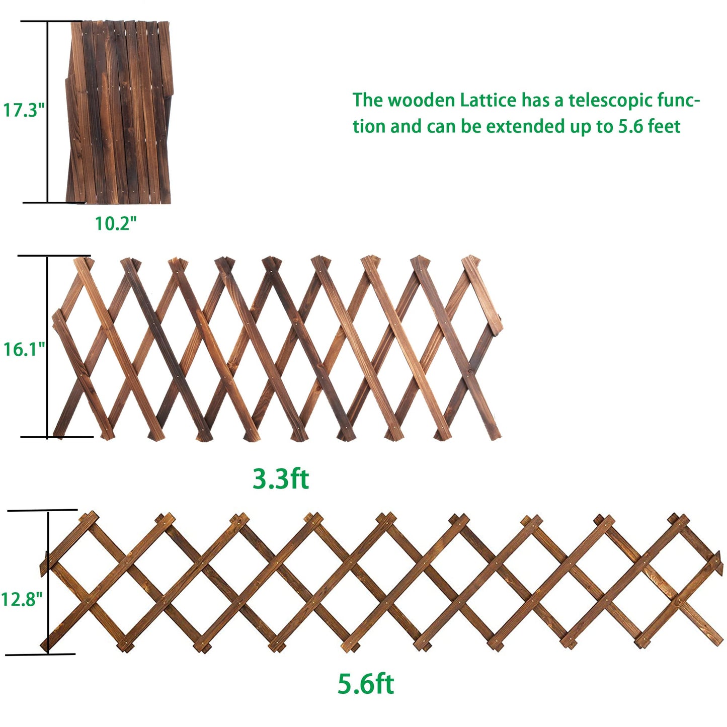 Avalution Extensible Natural Garden Wooden Fence Lattice Frame Plant Support Frame Natural Wooden Lattice Frame for Cucumber Climbing Plant Vines Ivy Rose 75"x11.8" Lattice Fence Panel(2Pack)