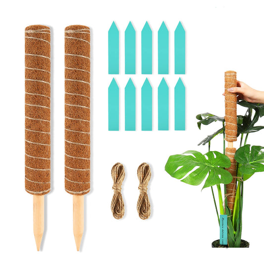 DACHUI 17 Inches Moss Poles for Climbing Plants, 2 Pcs Coco Coir Totem Pole-Support Indoor Plants to Grow Upwards