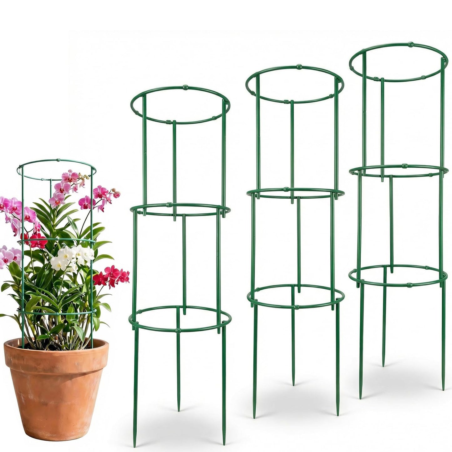 Elfzone Tomato Cage - Tomato Plant Support,Tomato Trellis Plant Stakes Support, Pots and Garden Climbing Vegetables Plants Flowers,Plant Stakes for Indoor Plants，3pcs