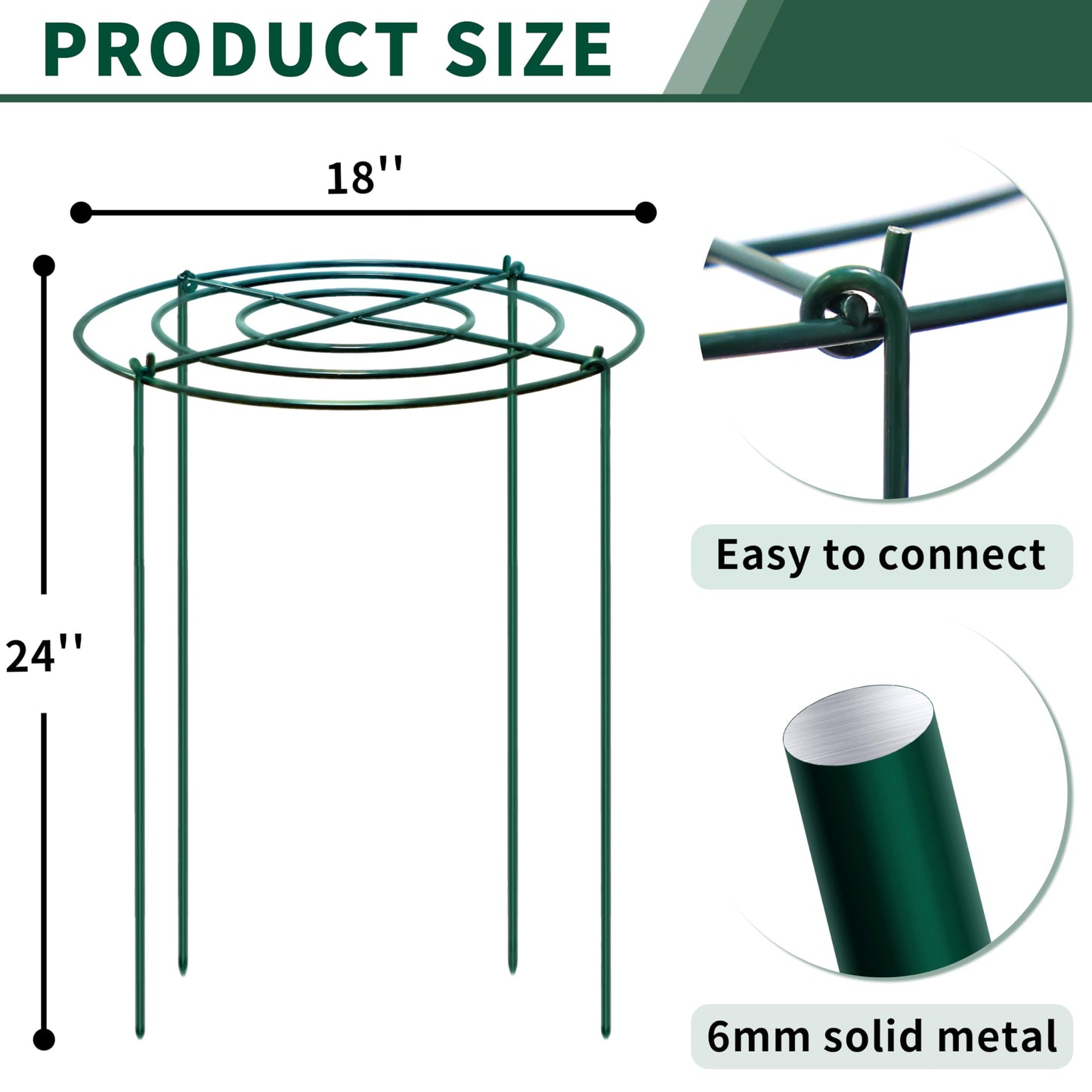 SYITCUN 4pack Peony Cages and Supports, 18 x 24 Inch Four Legs Peony Cage, Heavy-Duty Peonies Support Cages, Peony Ring for Roses, Hydrangeas, Sage, Peonies, Cucumbers, Tomato