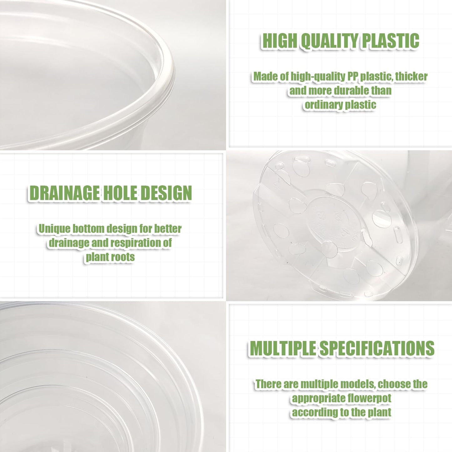 JOBVERT 3/4/5 Inch Nursery Pot, 30 Pack Clear Plastic Pots with Drainage for Planting Vegetables Flowers Seedlings